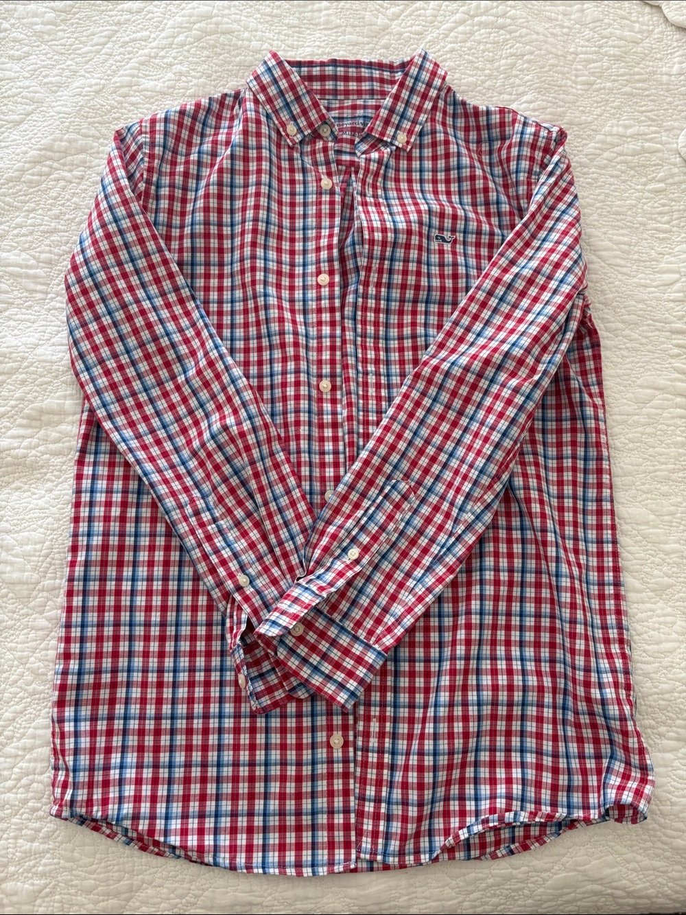 Vineyard Vines Red, Blue & White Plaid Button-Down Shirt